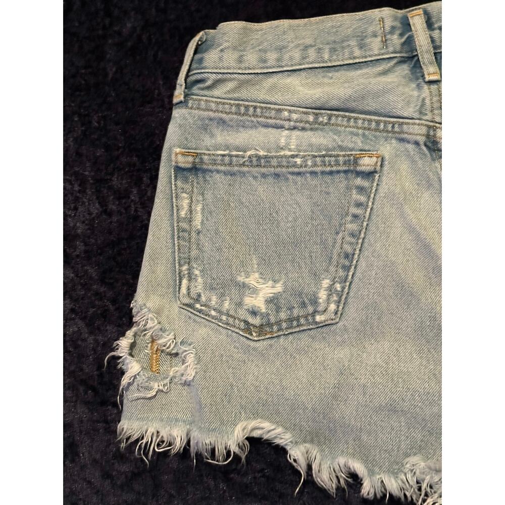 Agolde Parker Vintage Frayed-Hem button fly distressed Denim Shorts size 24 - Picture 4 of 11